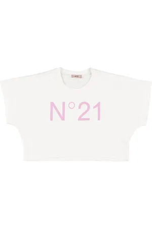 Nº21 Logo Print Jersey Cropped T-shirt