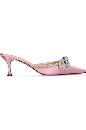 Mach & Mach 65mm Double Bow Silk Satin Mules