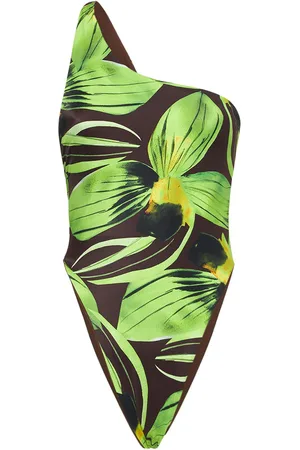 Louisa Ballou Plunge Printed Onepiece Swimsuit