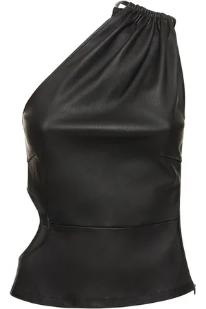 AMIRI Cutout Leather One Shoulder Tank Top