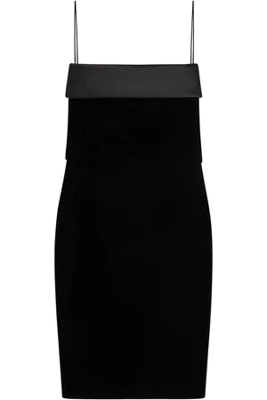 Saint Laurent Viscose Blend Strapless Midi Dress