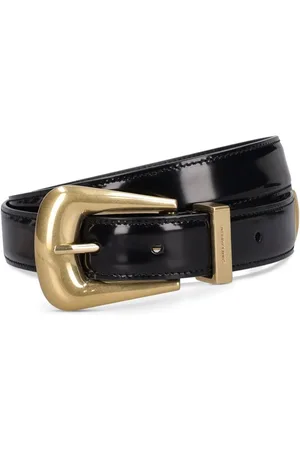 Saint Laurent 30mm Folk Brushed Leather Belt