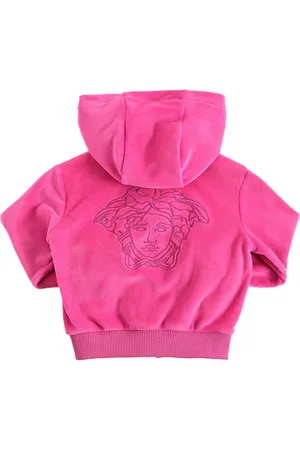 VERSACE Embroidered Logo Velvet Hoodie