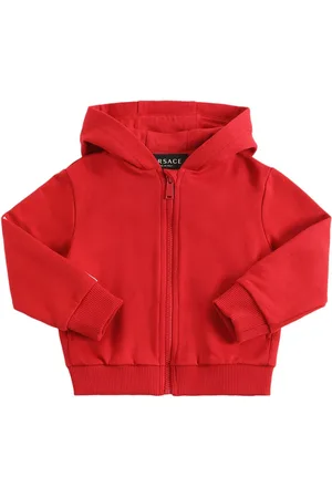 VERSACE Logo & Greca Print Cotton Zip Hoodie