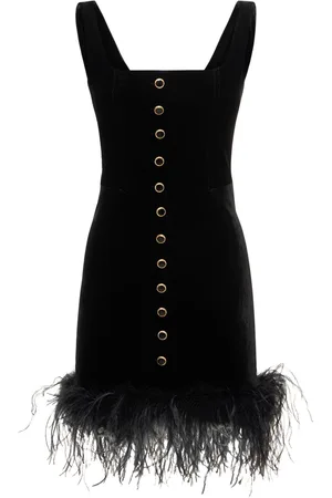 Alessandra Rich Velvet Mini Dress W/ Feathers