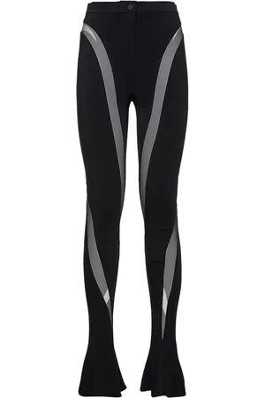 MUGLER Viscose Crepe & Tulle Leggings