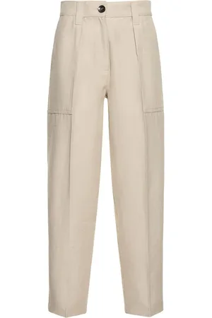 Giorgio Armani Drill Linen & Wool Loose Leg Pants