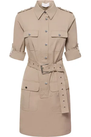 Michael Kors Belted Cotton Poplin Mini Cargo Dress