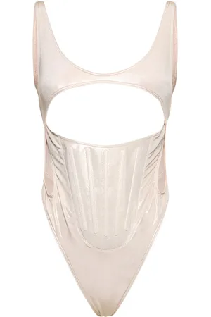 MUGLER Lamé Jersey Cutout One Piece Swimsuit