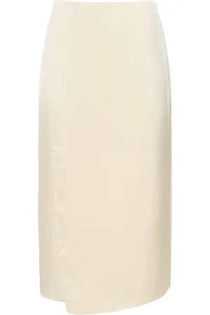 THEORY Overlap Tech Satin Midi Slip Skirt