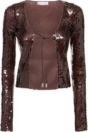 16Arlington Solaria Sequined Open Front Top