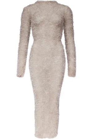 Marine Serre Fluffy Knit Tech Long Dress