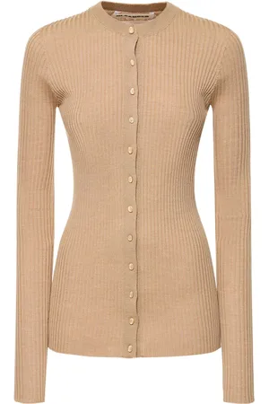 Jil Sander Rib Knit Wool & Silk Cardigan