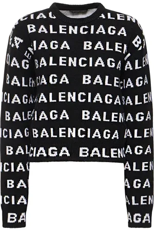 Balenciaga All Over Logo Wool Blend Sweater