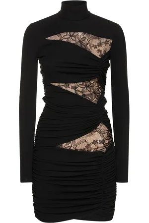 Giambattista Valli Viscose Jersey Mini Dress W/lace Inserts