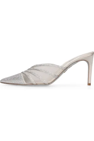 RENE CAOVILLA 80mm Mesh & Crystals Mule Pumps