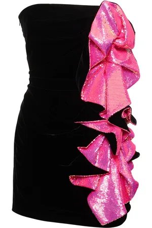 ALEXANDRE VAUTHIER Sequined Jersey Mini Dress W/ Ruffles
