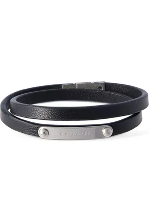 Saint Laurent Sl Double Wrap Leather Bracelet