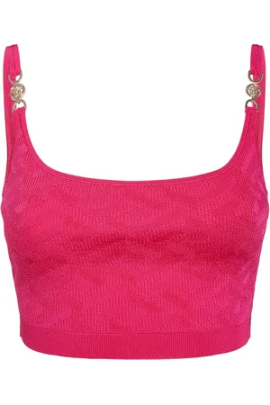 VERSACE Logo Jacquard Knit Viscose Crop Top