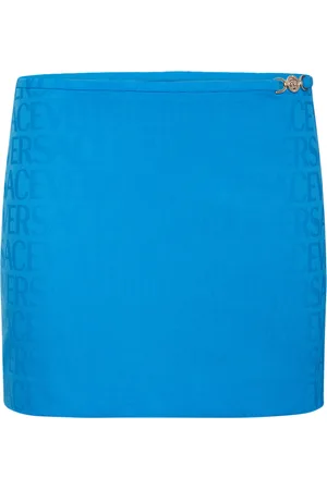 VERSACE Logo Wool Jacquard Mini Skirt
