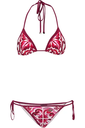Dolce & Gabbana Maiolica Print Lycra Triangle Bikini Set