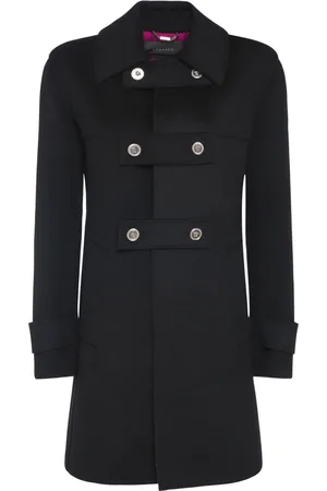 VERSACE Felt Wool Midi Peacoat