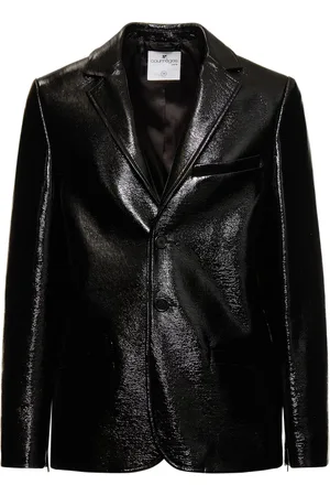 Courrèges Logo Embroidered Coated Cotton Blazer