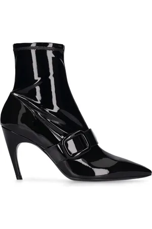 Roger Vivier 85mm Choc Patent Leather Ankle Boots
