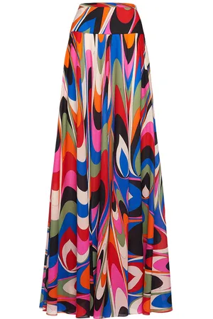 Puccini Cotton High Waist Wide Long Skirt