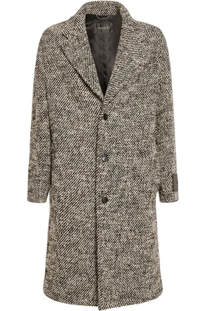 VERSACE Diagonal Wool Long Coat