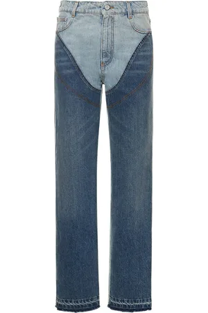Stella McCartney Two Tone Cotton Wide Leg Jeans