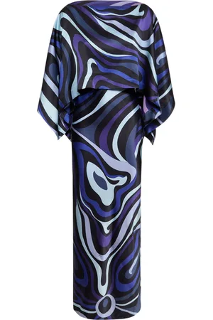 Puccini Marmo Printed Silk Twill Long Dress