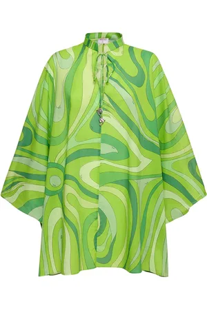 Puccini Marmo Printed Voile Mini Kaftan Dress