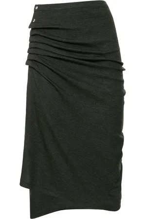 Paco rabanne Draped Cotton Blend Jersey Midi Skirt