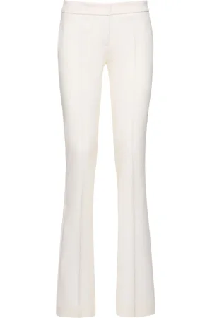 BLUMARINE Wool Crepe Low Waisted Straight Pants