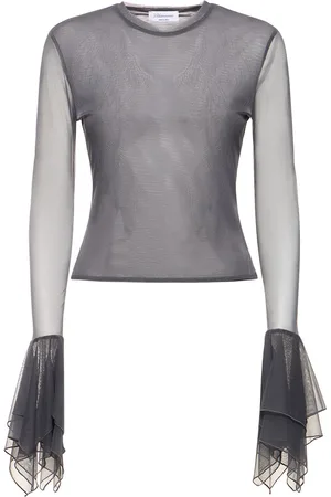 BLUMARINE Tulle Ruffled Long Sleeve Top