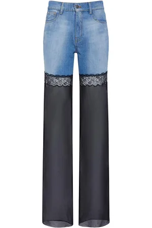 Nensi Dojaka Denim & Tulle Straight Jeans