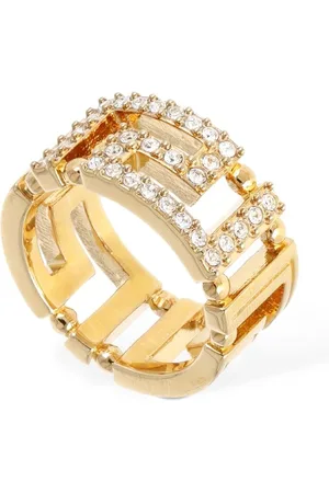 VERSACE Greca Motif Crystal Band Ring
