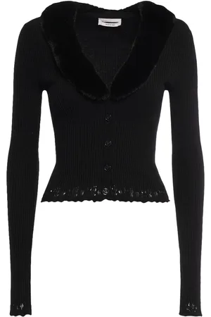 BLUMARINE Knit Cardigan W/ Faux Fur Collar