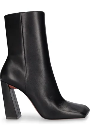 Amina Muaddi 95mm Marine Leather Ankle Boots