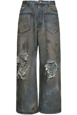 Balenciaga Distressed Baggy Cotton Jeans
