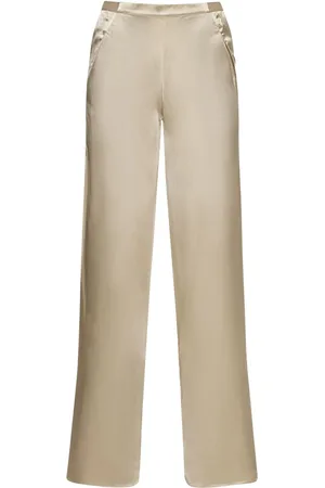 CHRISTOPHER ESBER Silk Satin Low Rise Wide Pants