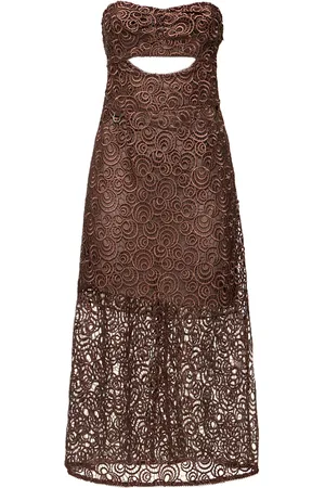 Saks Potts Zola Strapless Lace Midi Dress