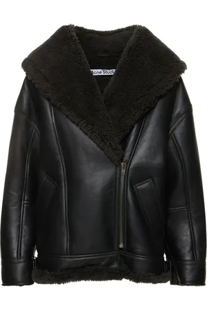 Acne Studios Leather Shearing Jacket W/shawl Collar