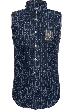 Ludovic De Saint Sernin Monogram Sleeveless Cotton Denim Shirt