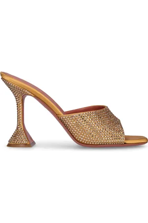 Amina Muaddi Lvr Exclusive Lupita Crystal Satin Mules