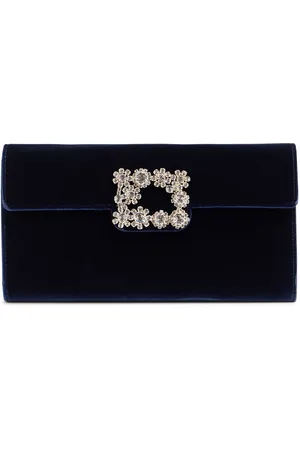 Roger Vivier Velvet Clutch W/embellished Buckle