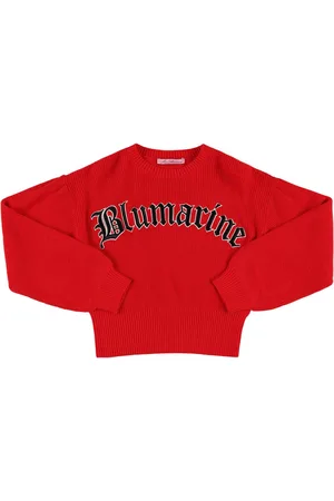 MISS BLUMARINE Logo Wool Blend Knit Sweater