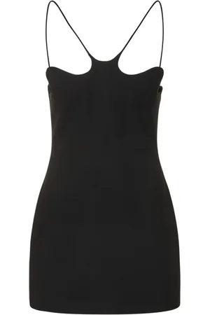 Monot Wavy Neck Crepe Sleeveless Mini Dress