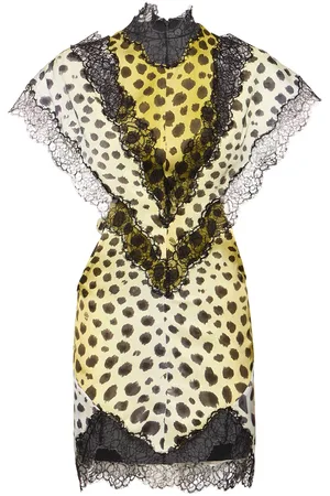 The Attico Jace Printed Satin & Lace Mini Dress
